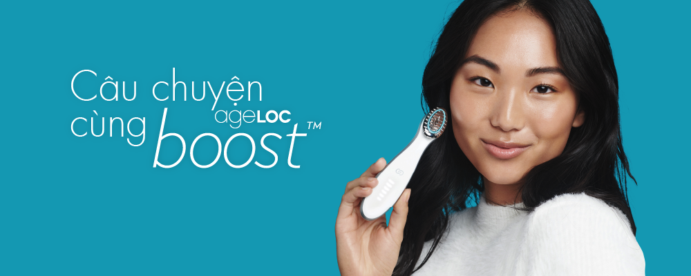 Photo of ageLOC TR90 products with excited woman 